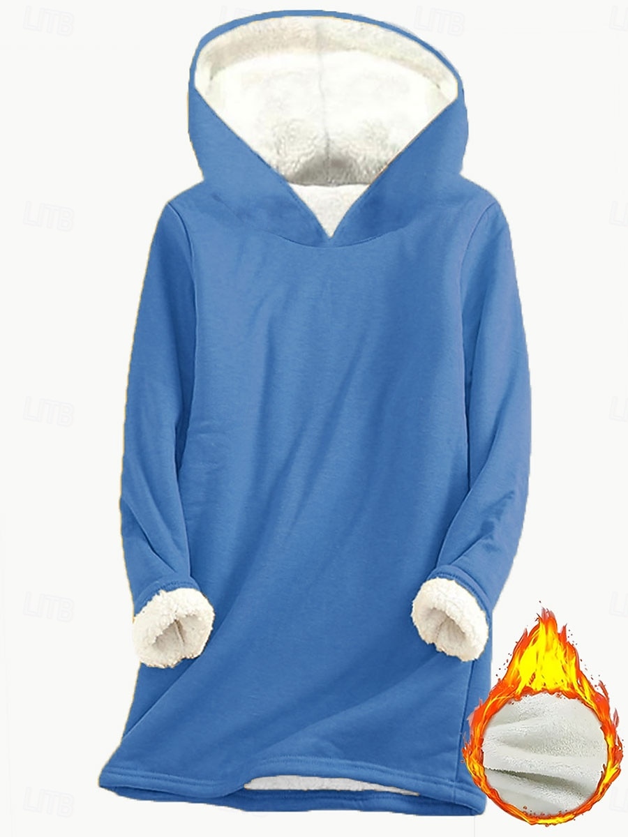 Mulheres Pulôver Moletom Com Capuz Gráfico Tecido Quente Casual Velo Sherpa Manga Longa Com Capuz Tops longos Rua Dia a Dia Casual Imprimir Rosa Escuro Azul Cinzento Outono Inverno de 2025 por $24.99 –P5