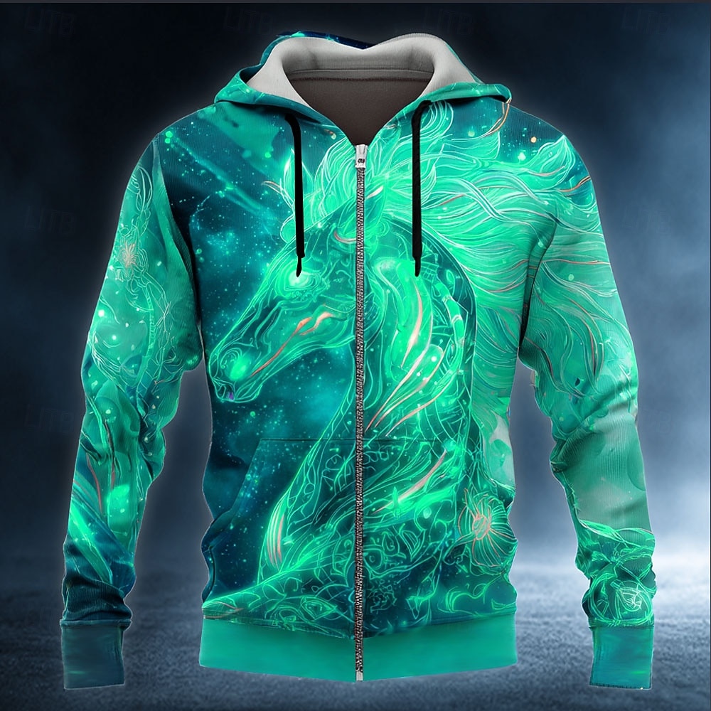 Per uomo 3D Felpa con Cappuccio Giacca di pelle Felpa Fantasia Stampa su tutta la superficie Manica Lunga Con cerniera Abbigliamento casual alla moda Vacanza Uscire Blu Verde scuro Viola Verde del 2026 a $31.99 –P4
