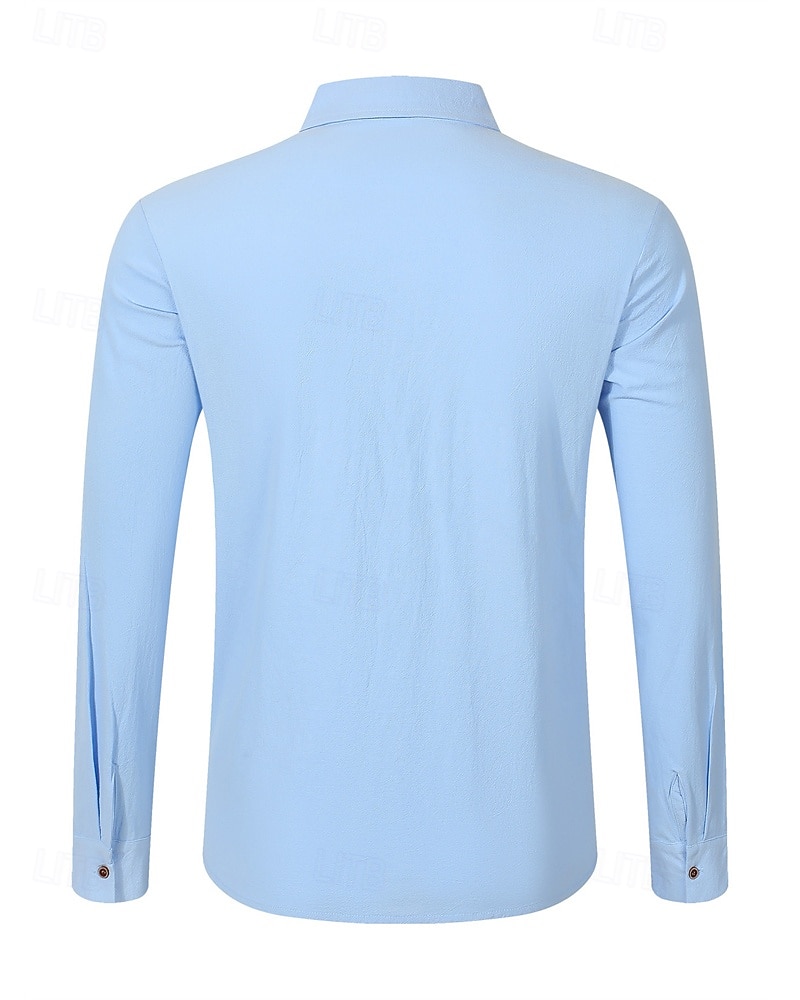 Per uomo Camicia Camicia di lino Camicia casual Camicia con Bottoni Camicia di cotone Semplice Vacanza Camicia hawaiana Nero Bianco Giallo Blu marino Manica Lunga Bavero Primavera Autunno del 2025 a $22.99 –P3