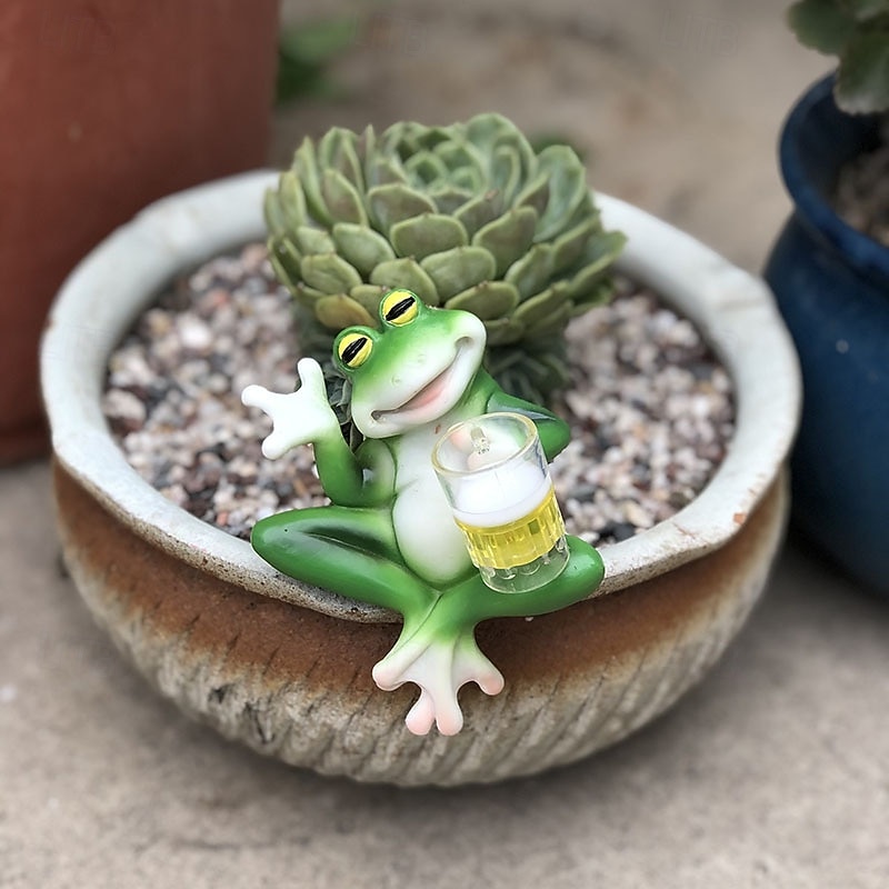 hartsi roikkuu sammakkohahmo hauska juova sammakko juo olutta pullot patsas kukkaruukku halaaja koriste kotiin puutarha-aita patio piha sisustus 2026 - $19.99 –P8