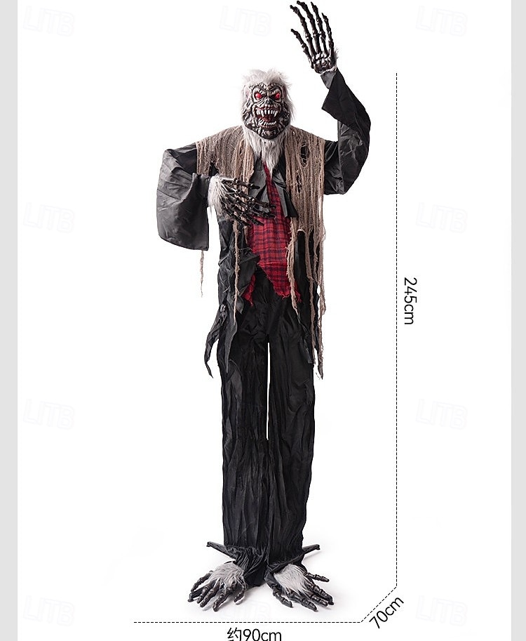 Halloweenská animatronika, zvukem aktivovaný vlkodlak se zářícíma očima a děsivými zvuky, obří animovaná venkovní halloweenská dekorace, pánský doplněk 2025 - $251.09 –P10