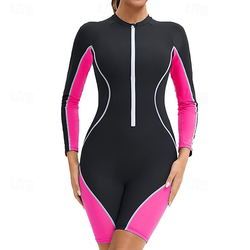 Femmes Maillot de bain Maillot Anti UV Protection Solaire UV UPF50+ manche longue Maillot de Bain Zip Up Natation Surf Patchwork Été Printemps Automne de 2025 ? $27.99 –P11