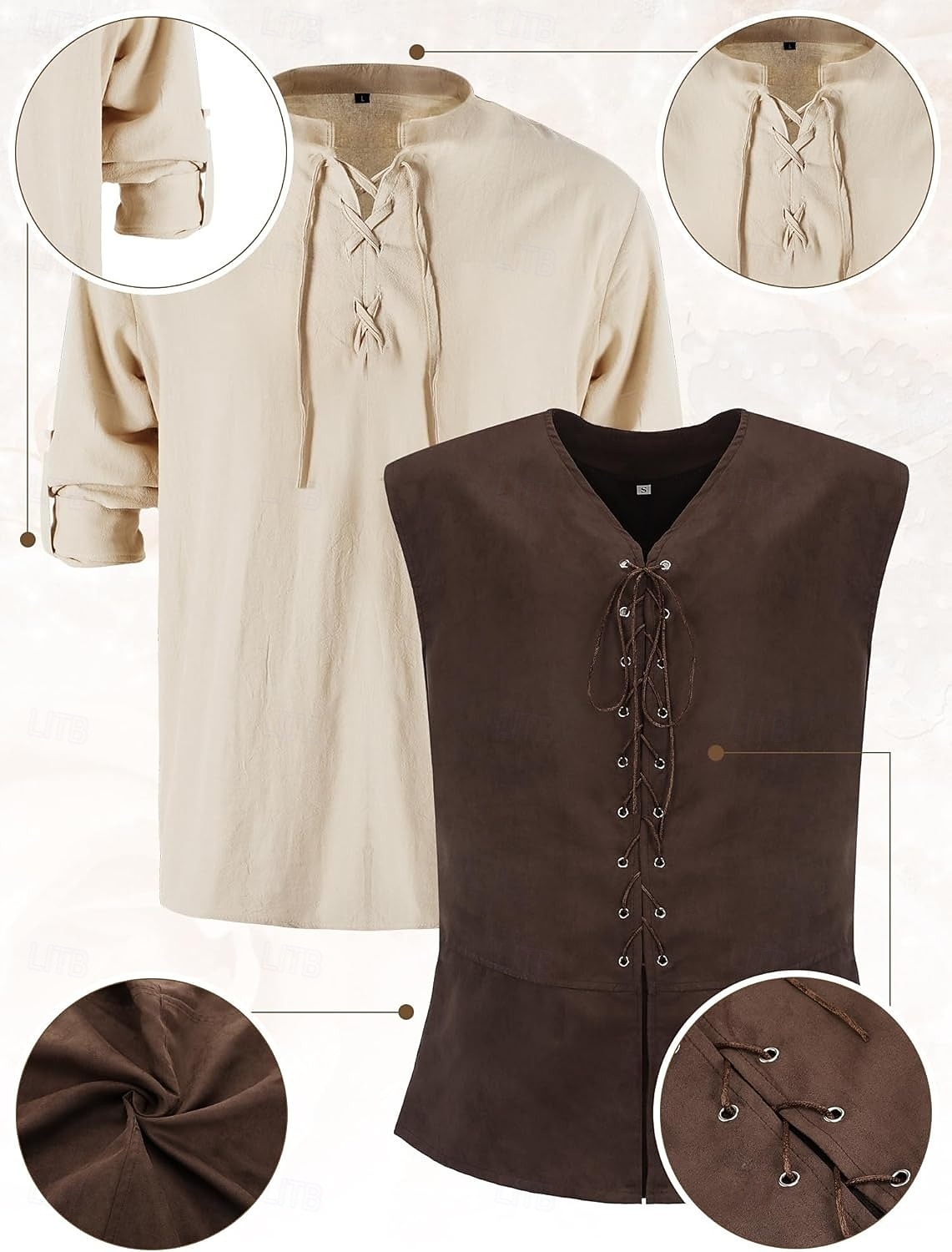 רטרו\וינטאג' ימי הביניים רנסנס מִכְנָסַיִים תלבושות חגורת מותניים פיראט ויקינג תחפושות בגדי ריקוד גברים ויקינג האלווין (ליל כל הקדושים) קרנבל נשף מסכות הצגה נשף מסכות LARP מבוגרים חולצה מכנסיים חגורה 2026 - $74.99 –P9