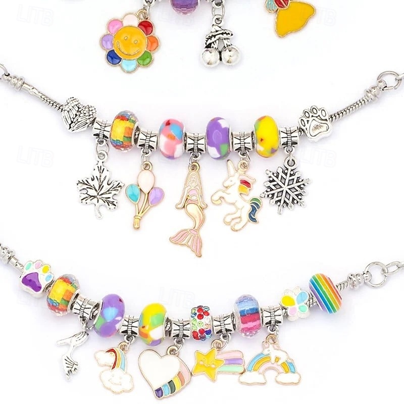 Conjunto de pulseiras de cristal faça você mesmo para crianças, kit para fazer joias com miçangas, design de desenho animado rosa, pulseira com pingentes artesanais, acessórios com caixa de presente de 2025 por $19.99 –P4