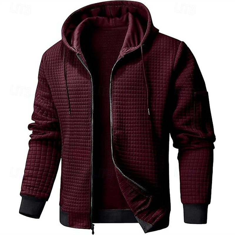 Per uomo Felpa con cappuccio Felpa con cappuccio a zip intera Felpa con cappuccio a nido d'ape Rosso bordeaux Nero Bianco Verde militare Blu marino Con Cappuccio Semplice Cerniera Sport & Outdoor del 2025 a $39.99 –P5
