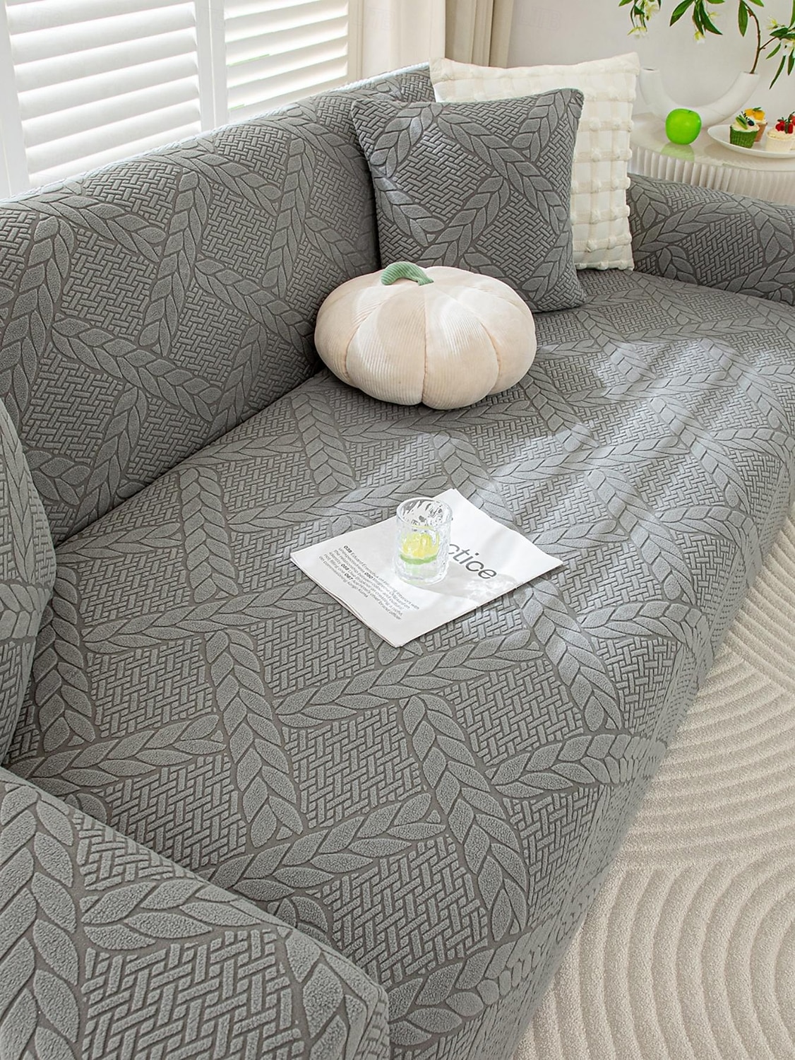 Copridivano in velluto jacquard con linea geometrica, 1 pezzo, copridivano elastico in stile semplice, adatto agli animali domestici, antiscivolo, antipolvere, lavabile in lavatrice, protezione per del 2025 a $30.99 –P7
