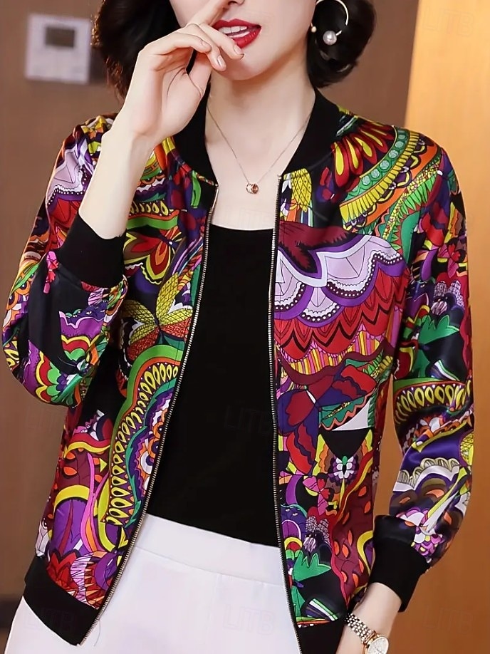 Damen Freizeitjacke Warm Schnelltrocknend Reißverschluss Tasche Elegant Mode Täglich Einfach Tarnung Urlaub Lässig Täglich Ferien Kurz Baseball-Kragen Normale Passform Langarm Oberbekleidung Fuchsie 2025 - $32.99 –P9