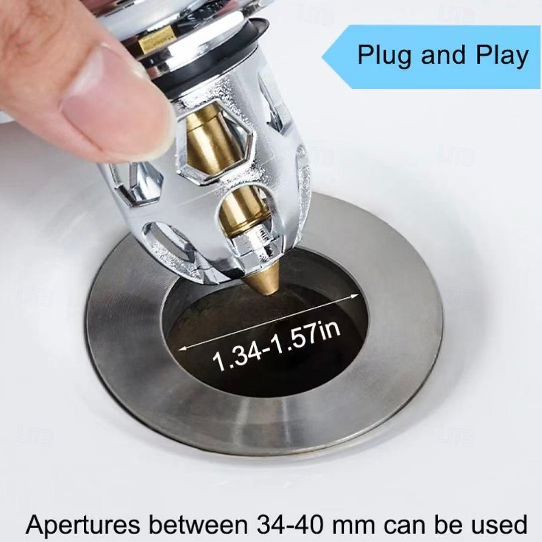 Bouchons de vidange universels pour évier de salle de bain, lot de 2 – Bouchon escamotable à pression avec noyau en laiton &lavabo de cuisine de 2026 ? $15.99 –P6