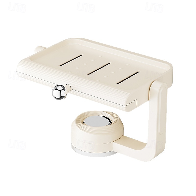 Wandgemonteerde zuignap roterende zeepbak met afvoer, niet-borende spons en zeeprek organizer, perfect voor douche, badkamer, bad en keukengootsteen 2025 - $13.99 –P18