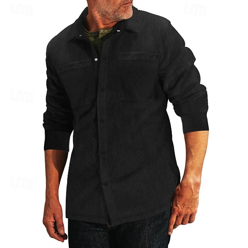Per uomo Camicia Camicia casual Camicia da Spiaggia Camicia di Velluto a Coste Camicia con Bottoni Nero Verde militare Grigio Manica Lunga Semplice Bavero Vacanza Camicia hawaiana Tasca Abbigliamento del 2025 a $22.99 –P6