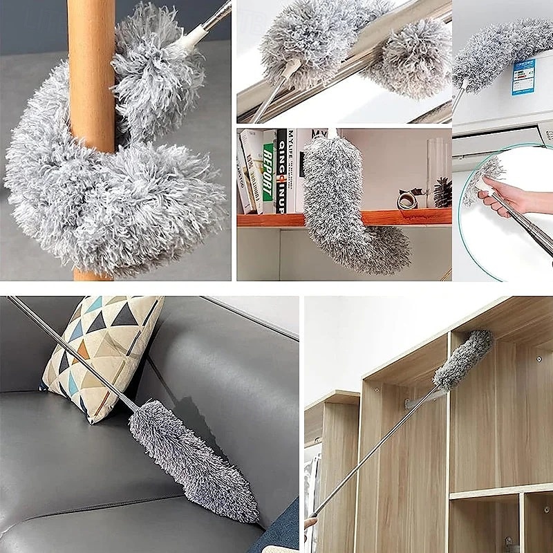 Plumero de microfibra curvo, retráctil y lavable, de 2,8 metros de largo, con mango extensible, flexible y electrostático, ideal para limpiar el hogar, ventiladores de techo de gran alcance, 2025 - $6.49 –P11