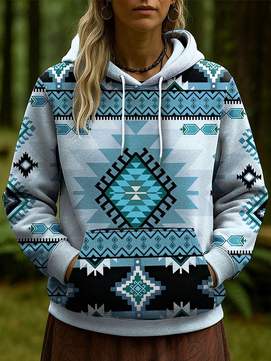 Mujer Sudadera con capucha Pullover Graphic Geométrico Casual Manga Larga Con Capucha Tops regulares Ropa de fiesta de noche Calle Uso Diario Azul Piscina Morado Marrón Verde Trébol Gris Primavera 2025 - $27.99 –P3