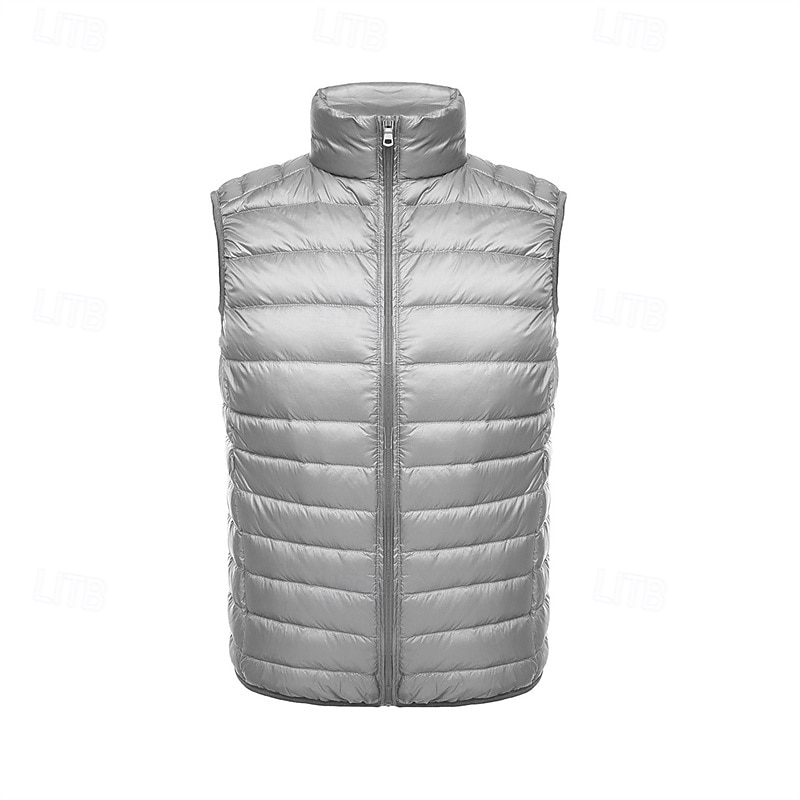 Homens Baixa Colete puffer Colete Gilet Férias Diário Encontro Moda Casual Inverno Bolsos Poliéster Penas de Pato Manter Quente Confortável Côr Sólida Zíper Colarinho Chinês Normal Preto Vinho Azul de 2026 por $34.99 –P4