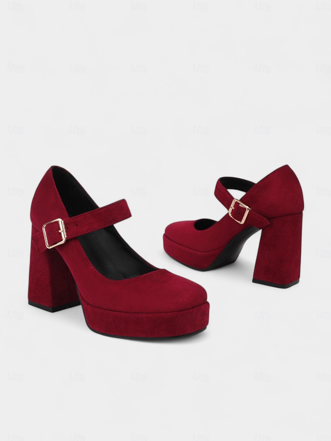 Women's Blue Suede Mary Jane Block Heel Pumps – Platform Round Toe Buckle Strap 1950s Vintage Party Shoes for Weddings, Cocktail, and Evening Outfits 2025 - $54.99 –P1