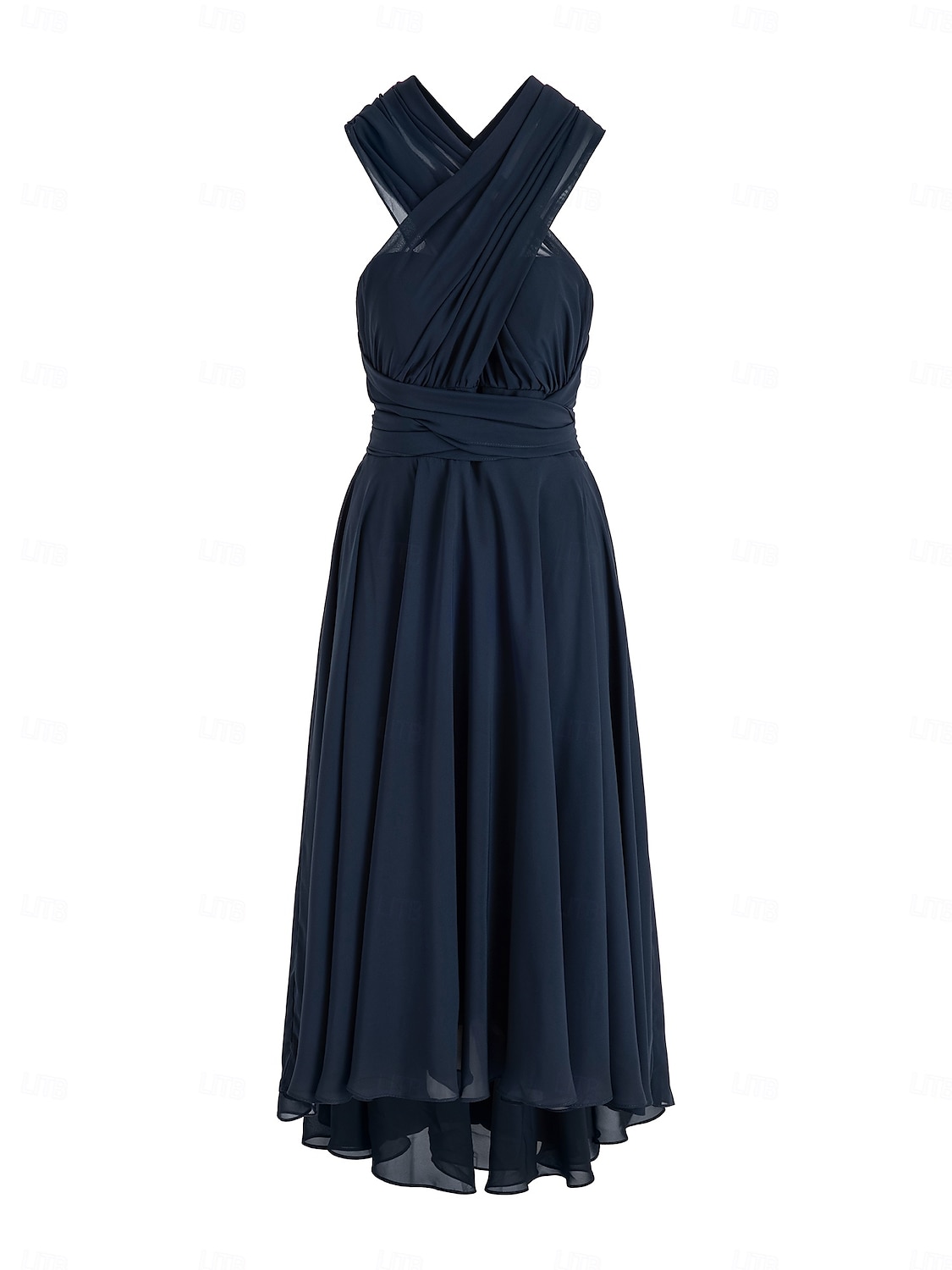 A-linjeformade Bröllops Gäst Klänningar Elegant Klänning Formal Bröllops Fest Te Längd utan Ärmar En Axlar Höst Bröllops Gäst Chiffon med Rynkning 2025 - $87.99 –P6