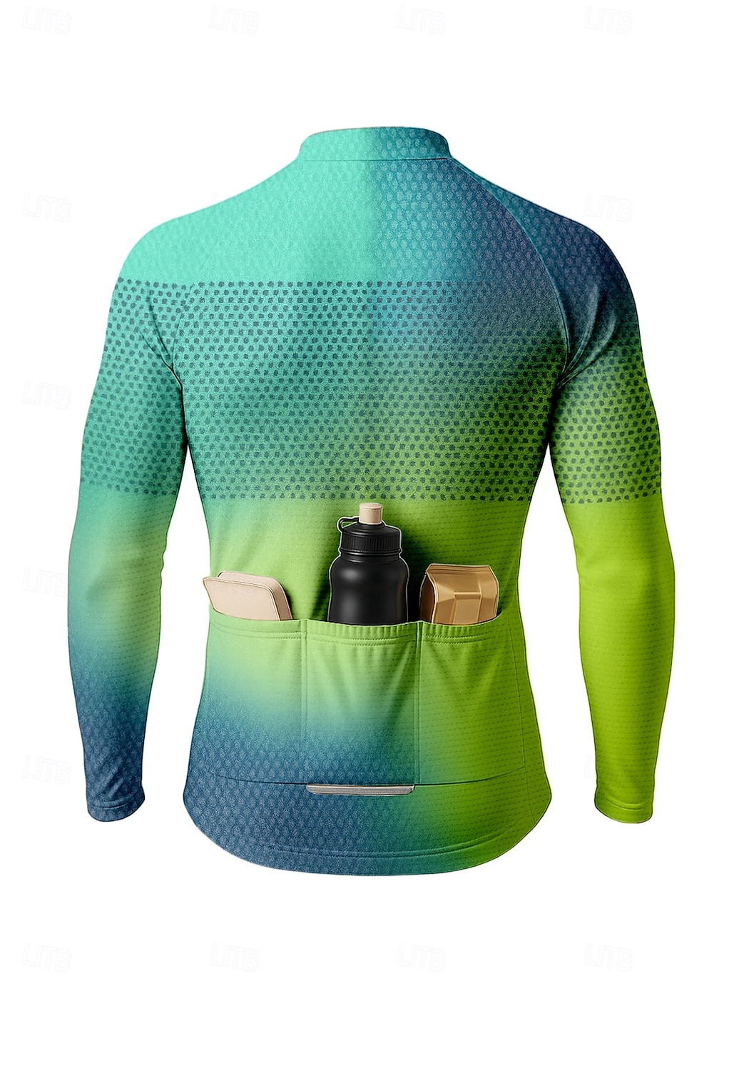 Herren Oberteile Radtrikot Ombre Grafik Farbverläufe Langarm Fahhrad Trikot Oberteil mit 3 Gesäßtaschen Sonne Sonnenschutz Schnelltrocknend Reflektierende Streifen Sport Purpur Orange Grün Bekleidung 2026 - $34.99 –P2