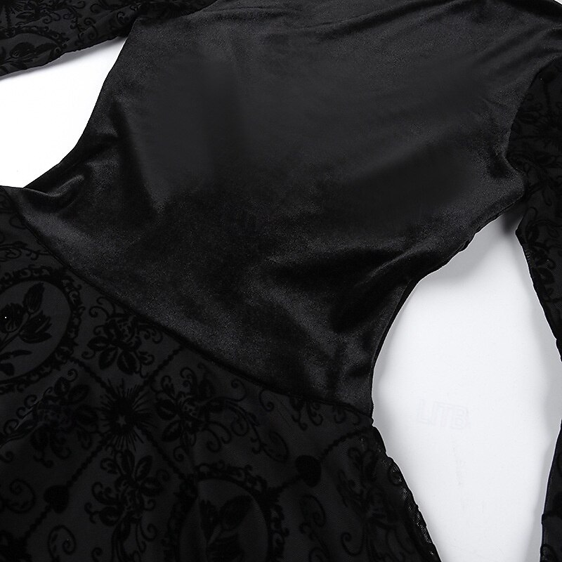 Готика Мини Платья Летучая мышь ведьма Кружева Бархат Корсет Цветочный принт Маскарадный костюм Жен. фантазия Хэллоуин Карнавал Выступление Для вечеринок Взрослые Платье 2026 - $57.99 –P8