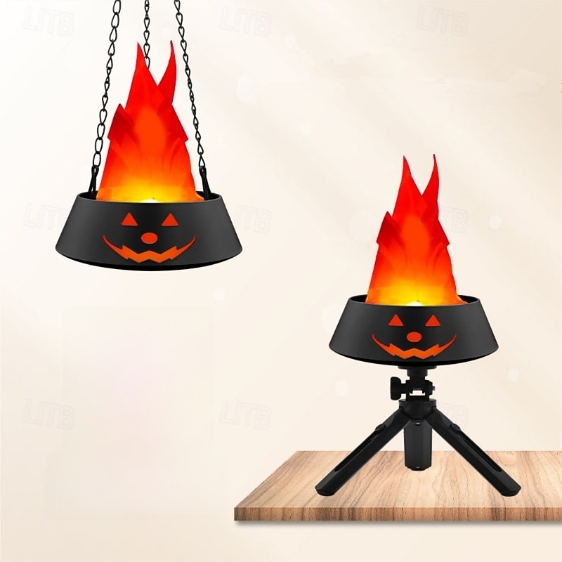 Luce di fiamma finta di zucca, effetto fuoco dinamico 3D, luce di fiamma a LED per Halloween, per sospensione interna/esterna o decorazione da tavolo, accessorio spettrale per feste &illuminazione del 2025 a $43.99 –P5