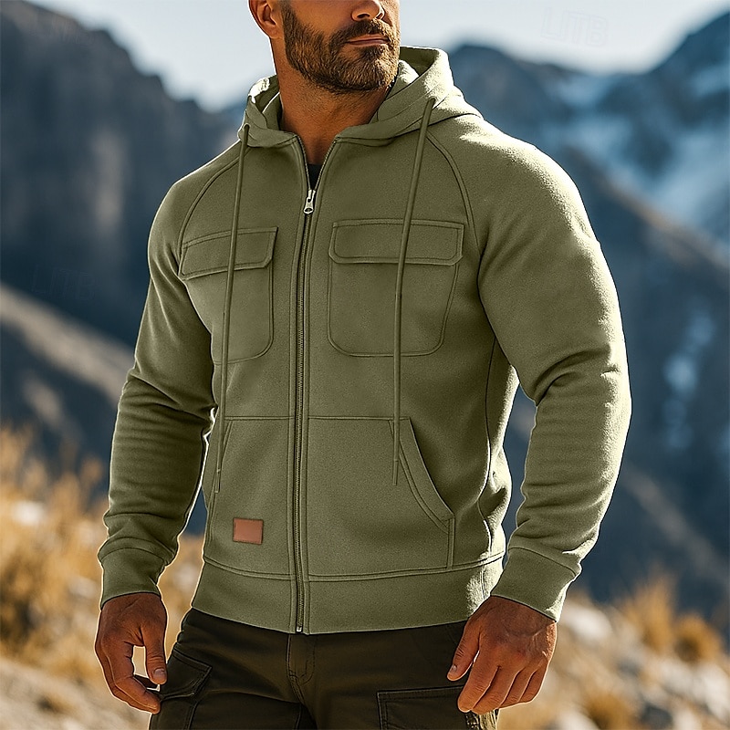 Hombre Sudadera Sudadera con capucha y cremallera de un cuarto Sudadera con capucha de lana Sudadera táctica con capucha Negro Verde Ejército Burdeos Azul Marino Azul Piscina Con Capucha Plano 2025 - $32.99 –P1