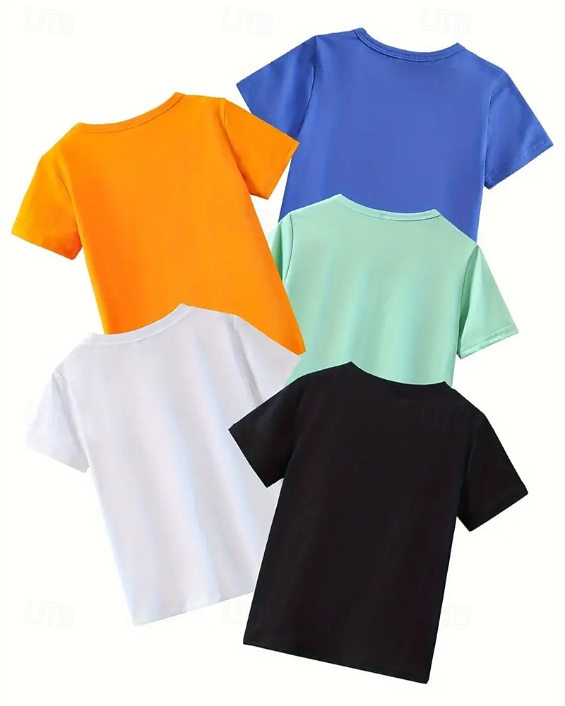 Pojkar 3D Tecknat T-shirt Kortärmad Sommar Vår Mode Grundläggande Barn 4-12 år Rund hals Utomhus Ledigt Dagligen Normal 2025 - $11.99 –P6