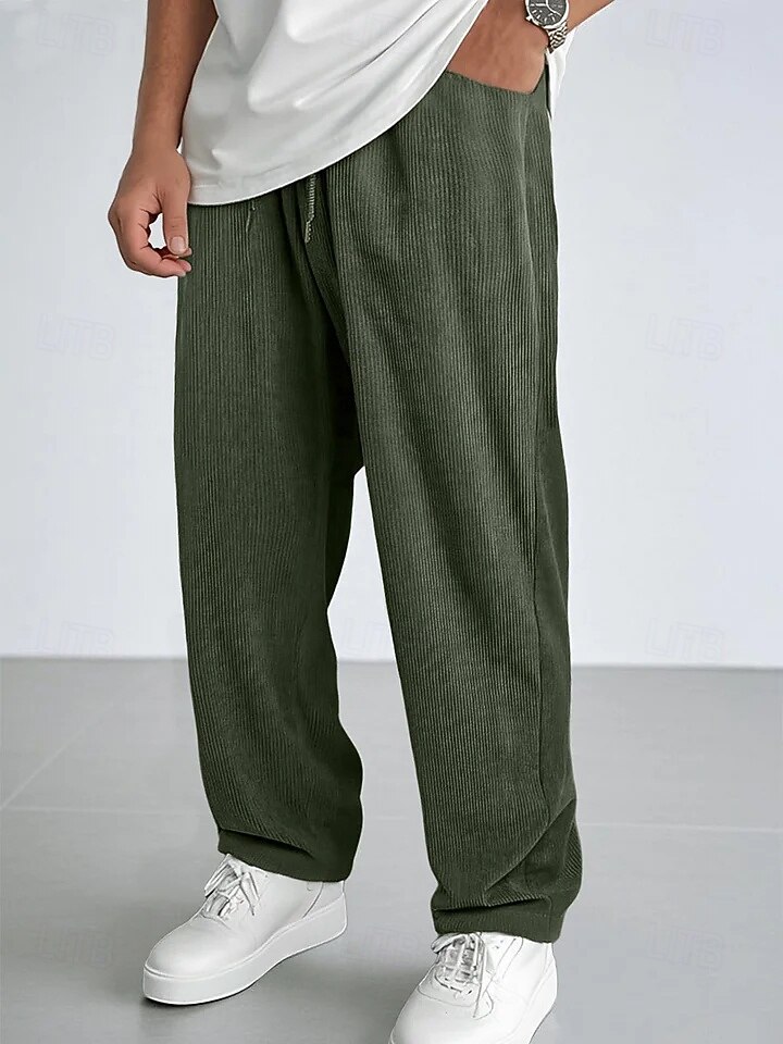 Per uomo Pantaloni da tuta Pantaloni Pantaloni in velluto a coste Pantaloni casual Coulisse Elastico in vita Gamba Dritta Tinta unica Semplice Traspirante Lunghezza intera Casuale Quotidiano Uscire del 2026 a $25.99 –P10