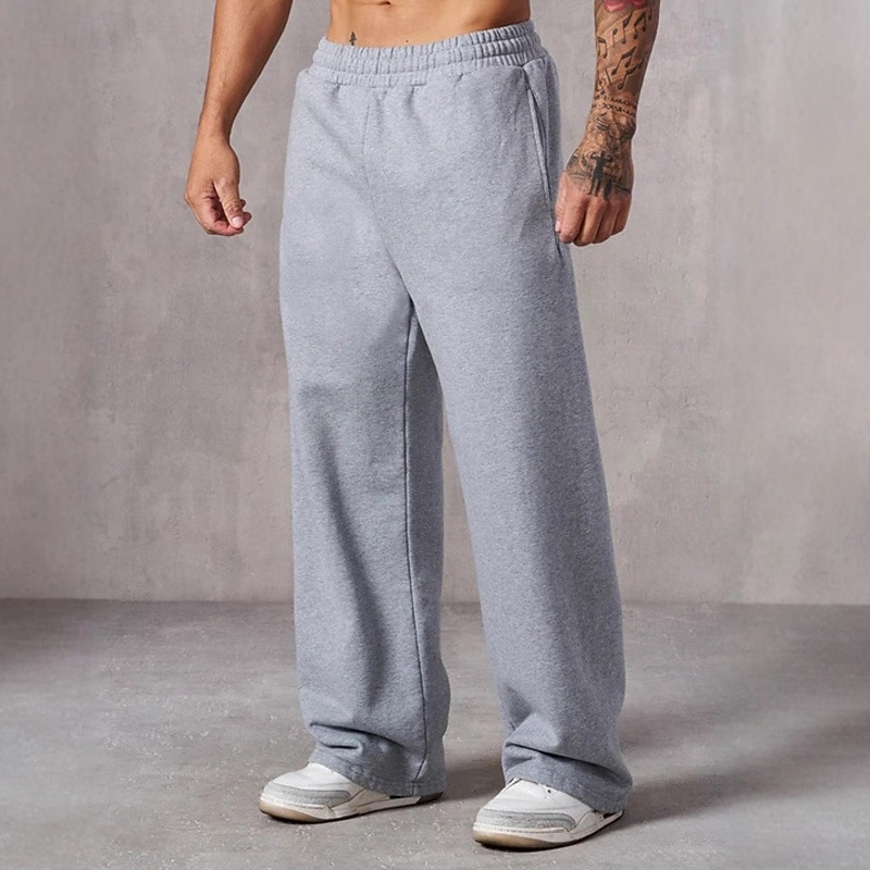 Men's Sweatpants Trousers Straight Leg Sweatpants Pocket Elastic Waist Plain Comfort Sports Outdoor Daily Fashion Casual Black Navy Blue Micro-elastic 2026 - $20.99 –P1