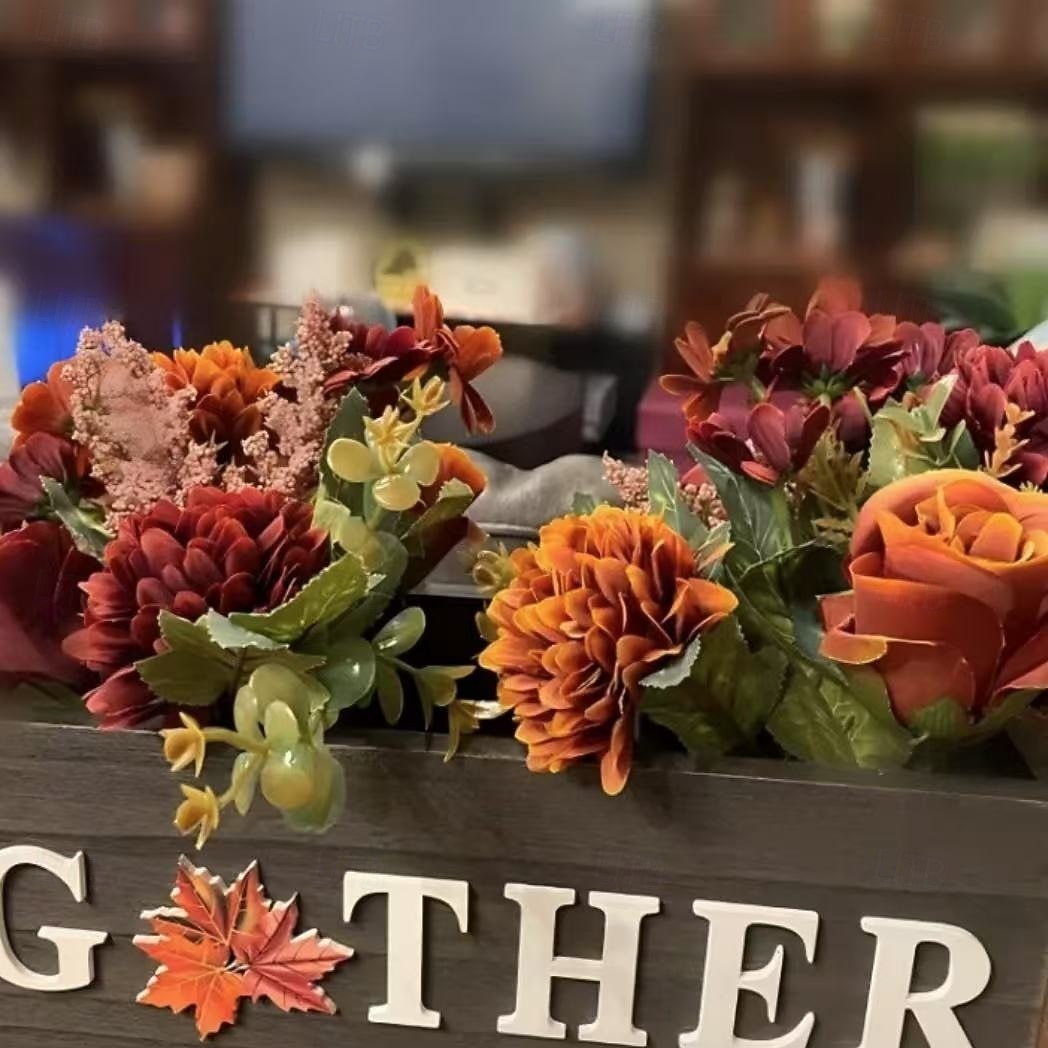 2 svazky podzimní kytice hortenzií, umělá pivoňka, růže, sedmikráska &Ruční květinová aranžmá ze sušených květin, malá kytice hedvábných květin do domácnosti &výzdoba akce 2026 - $19.99 –P6