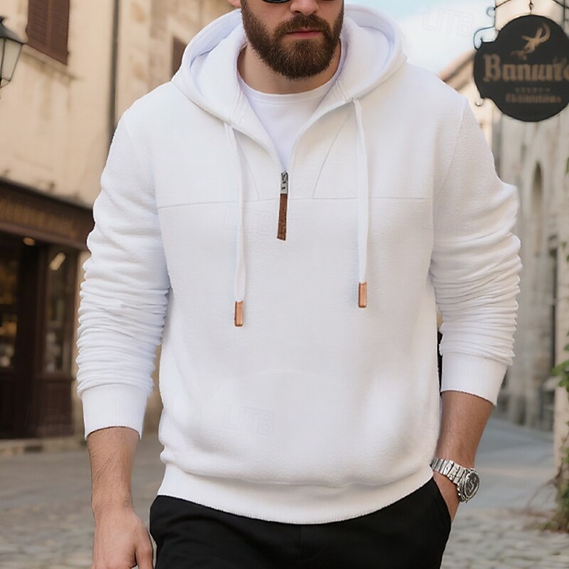 Homens Moletom Moletom com capuz Moletom de lã Adamascado Preto Branco Vinho Azul Marinha Com Capuz Tecido Patchwork Desportos e Ar livre Casual Diário Roupa de rua Legal Roupa de Esporte Inverno de 2025 por $23.99 –P5