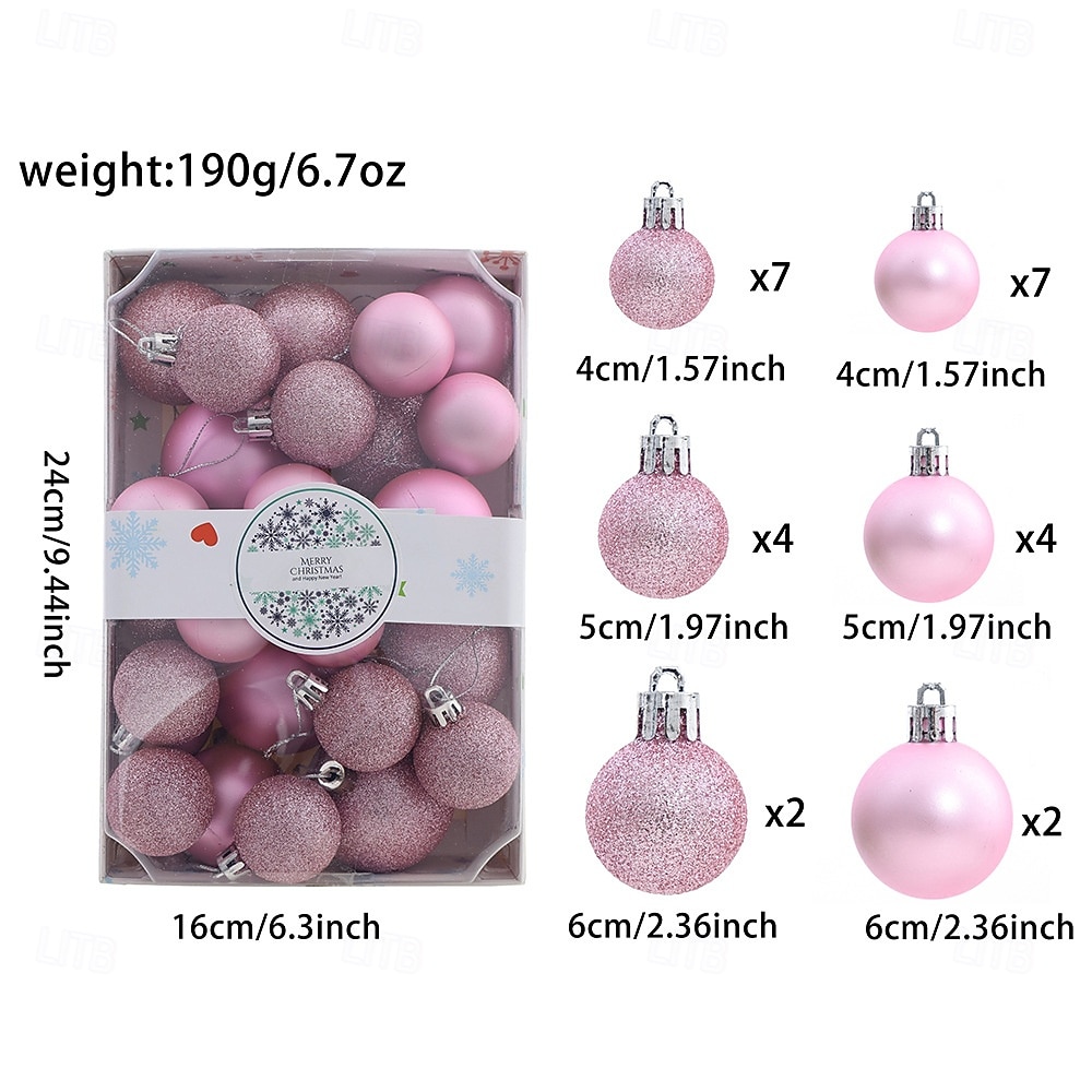 26 db-os karácsonyfa gömbdíszek, törésálló, függő dekorációs készlet karácsonyfára 4cm 5cm 6cm vegyes méretű színes ünnepi partidekoráció 2025 - $14.49 –P9