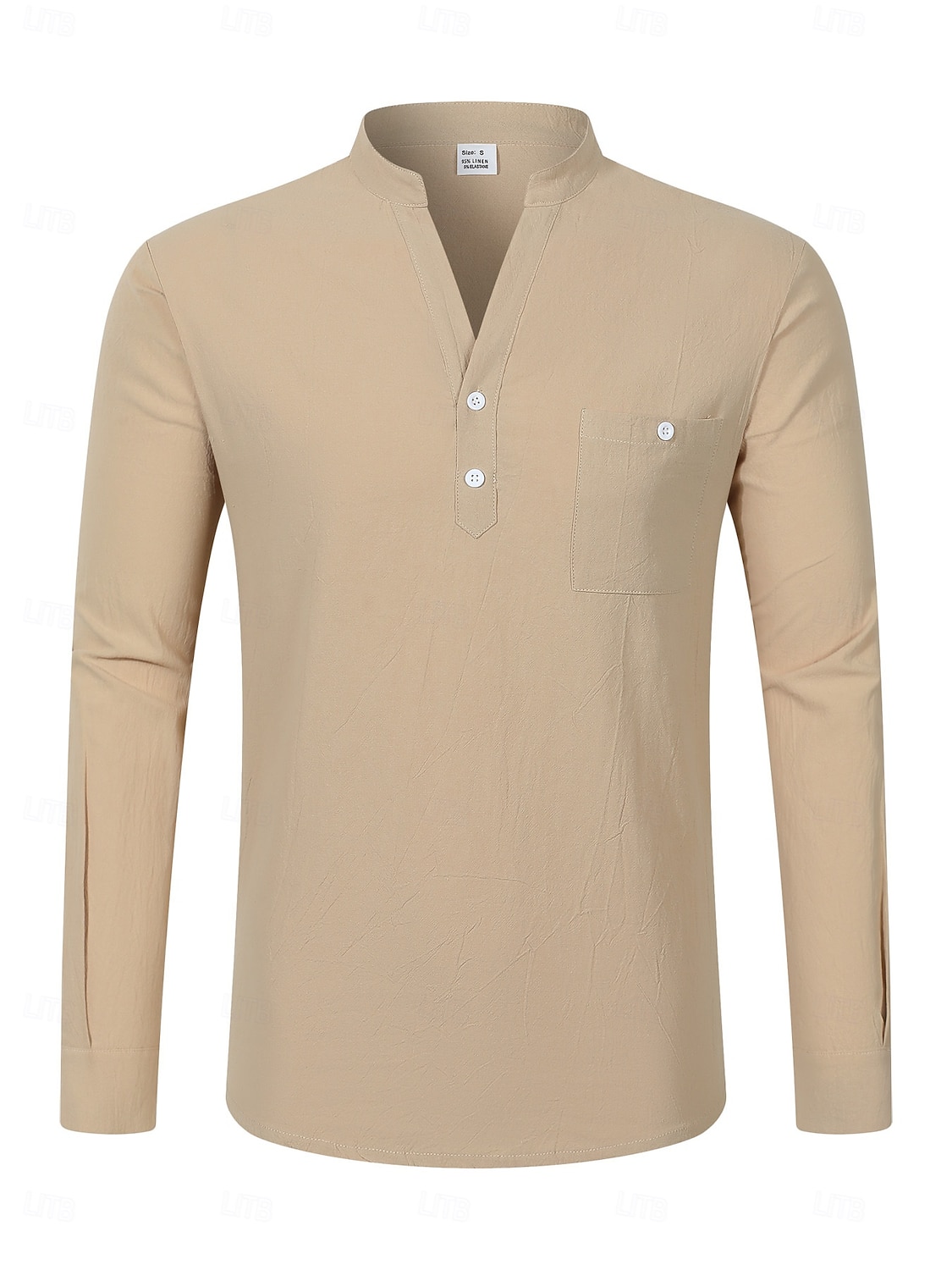 Herren Hemd Leinenhemd Wikinger-Stil Sommerhemd Strandbekleidung Einfarbig Urlaub Straße Schwarz Weiß Marineblau Blau Langarm Henley Sommer Frühling Bekleidung Tasche 2026 - $22.99 –P8