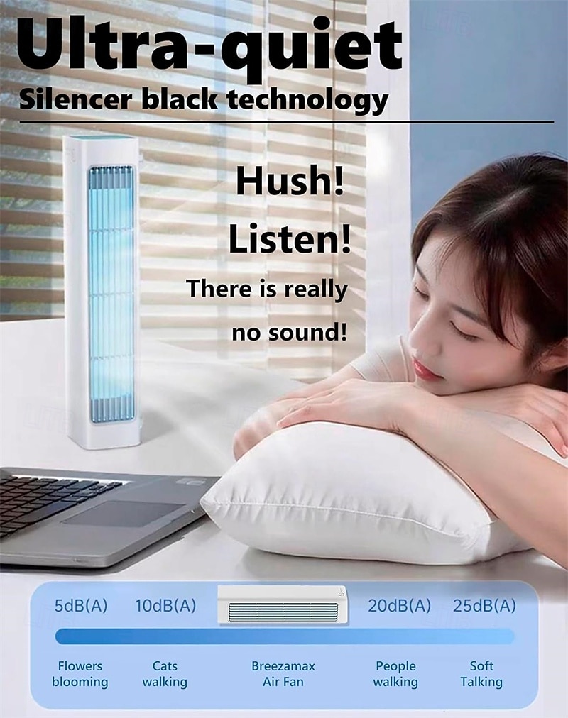 2025年 ポータブルなブレードレス ミニ エアコン。コンパクトで繊細、超静音、省エネで、寝室、オフィス、寮に最適です。  コレクション – $32.99 –P1