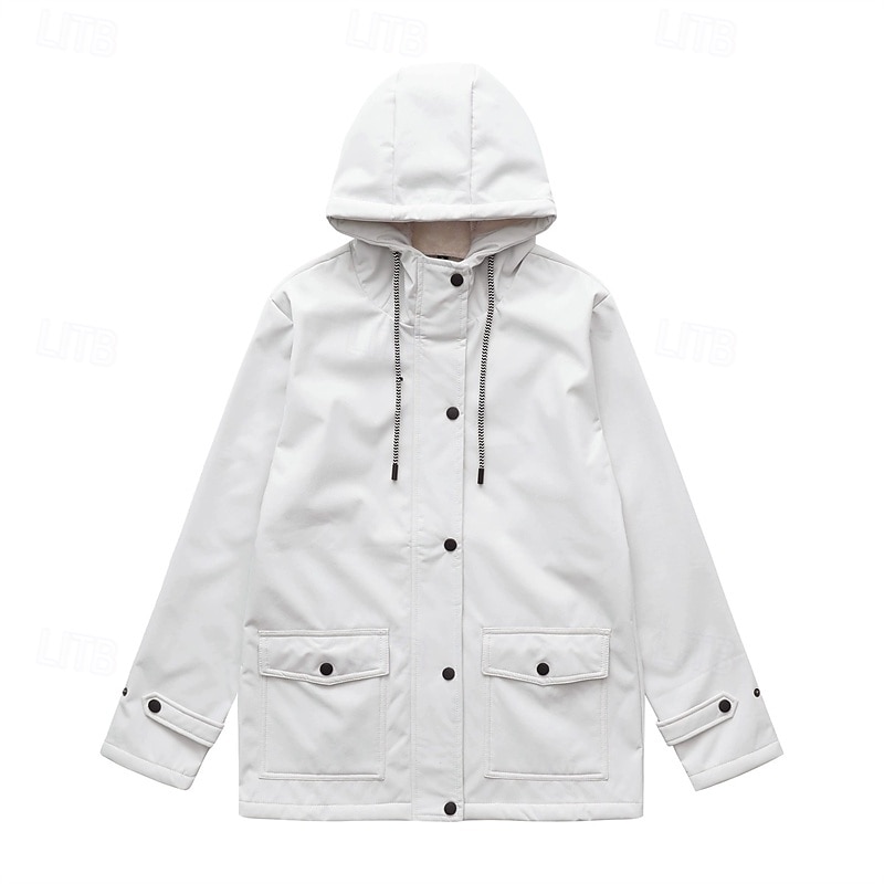 Mulheres Jaqueta casual Jaquetas de chuva impermeáveis Capas de chuva Prova-de-Água A Prova de Vento Zíper Bolsos Moda Ao ar livre Tecido Para Noite Final de semana Zíper Padrão Com Capuz Normal de 2025 por $33.99 –P2