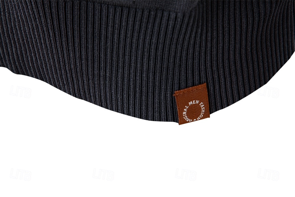 Herre Pullover genser Strikke Vanlige topper Jacquard Knapper Helfarge Polokrage Elegant Årgang Skole Hjem Klær Vår Høst Mørk Marineblå Kakifarget S M L 2026 - $35.99 –P24