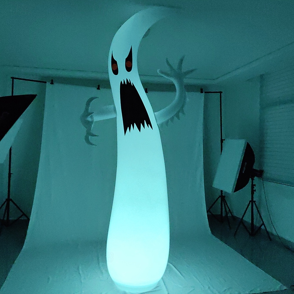1 db 2,96 m / 9,71 láb halloweeni szellem rgb led lámpával pvc felfújható levegő modell aaa elemes távirányítóval kültéri udvari gyep kerti parti halloween fesztivál hangulat dekorációs világítás 2025 - $52.99 –P5