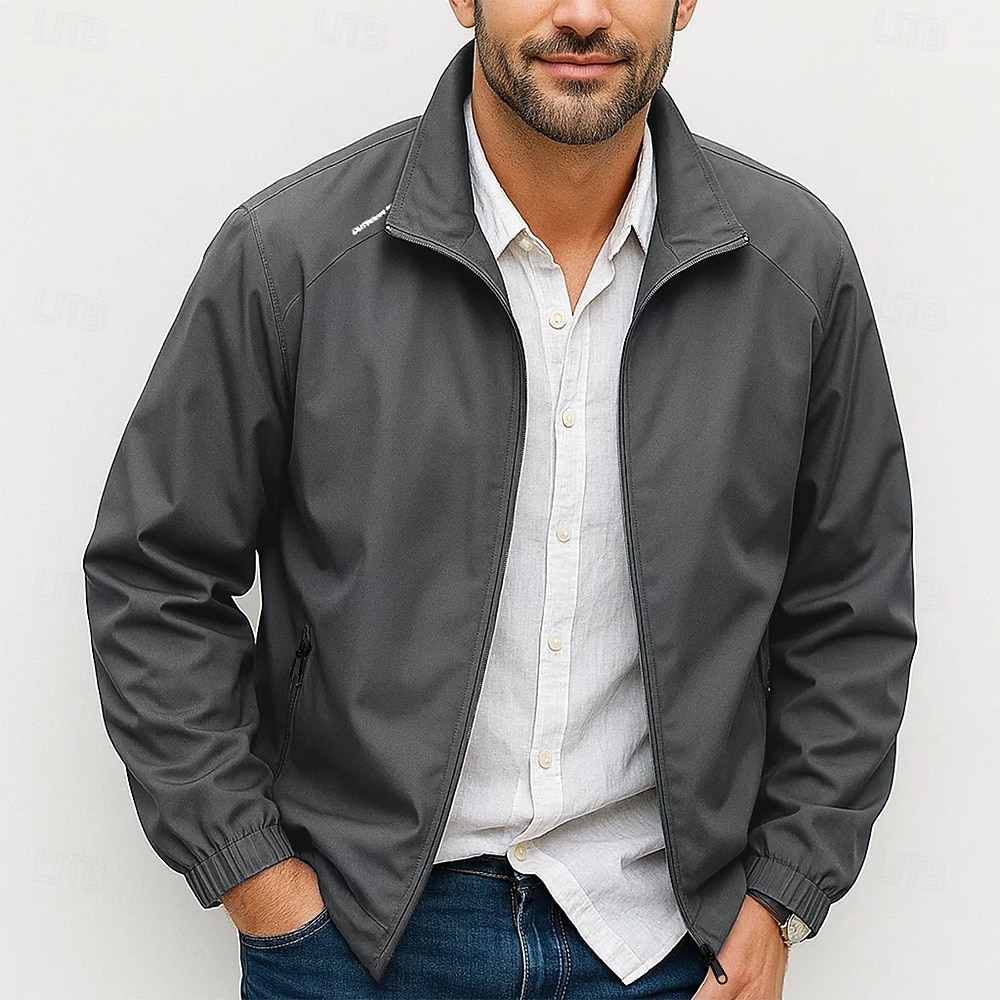 Homme Veste Veste Décontractée Extérieur Vacances Chaud Fermeture éclair Avec Poches Automne Hiver Toutes saisons Uni ancien Mode Col montant Court Noir bleu marine Vert Kaki Gris Veste de 2025 ? $38.99 –P5
