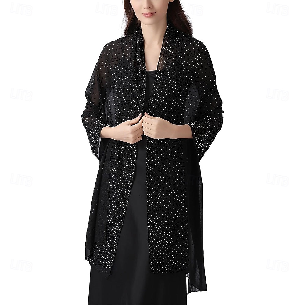 scialli e stole da donna per abiti da sera, scialli in chiffon trasparente con strass scintillanti, copriabiti formali del 2025 a $31.99 –P7
