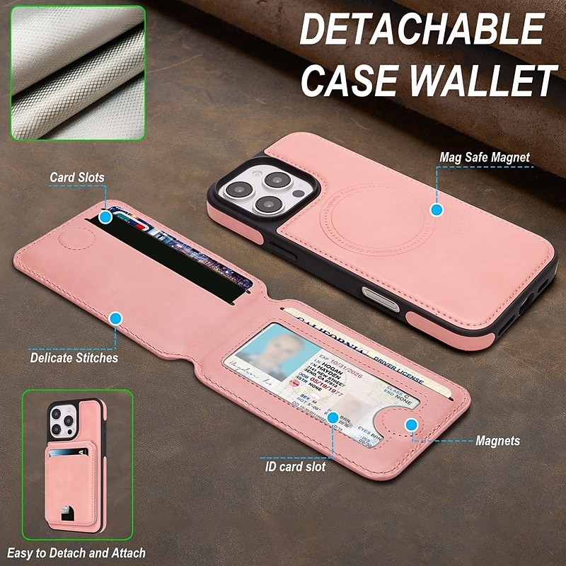 телефон Кейс для Назначение iPhone 17 Pro Max 17 Air i16 15 14 Pro Max Plus 16e 13 Pro Max Кейс на заднюю панель Магнитный Откидная подножка Разъем для карты Ретро ТПУ Кожа PU 2026 - $18.99 –P9