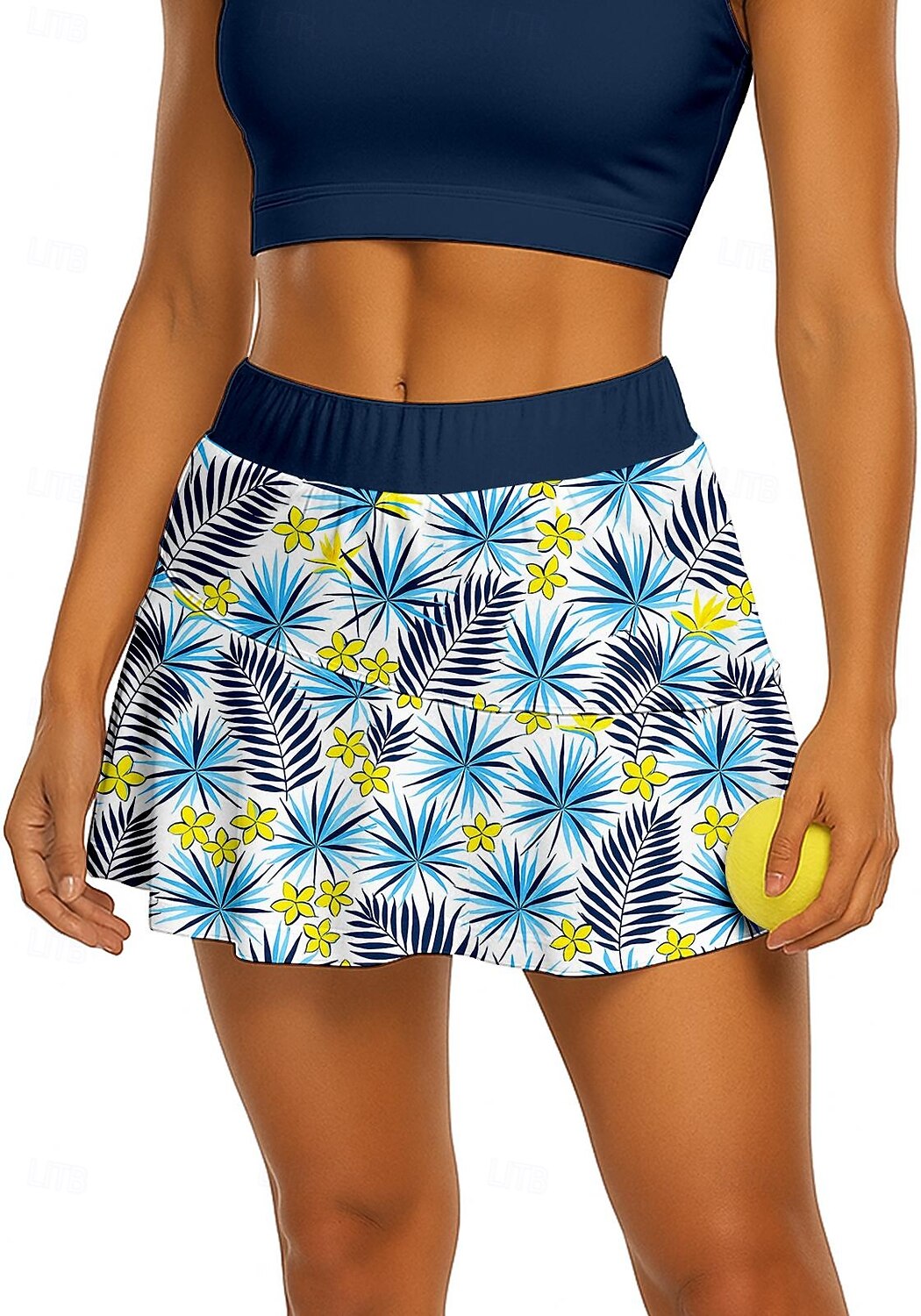Damen Blumenmuster Tennisröcke Patchwork Tasche 2 in 1 UPF50+ UV-beständig Mit Taschen Volleyball Tennis Badminton Shorts Rock Marinenblau Tennisbekleidung 2025 - $15.49 –P3