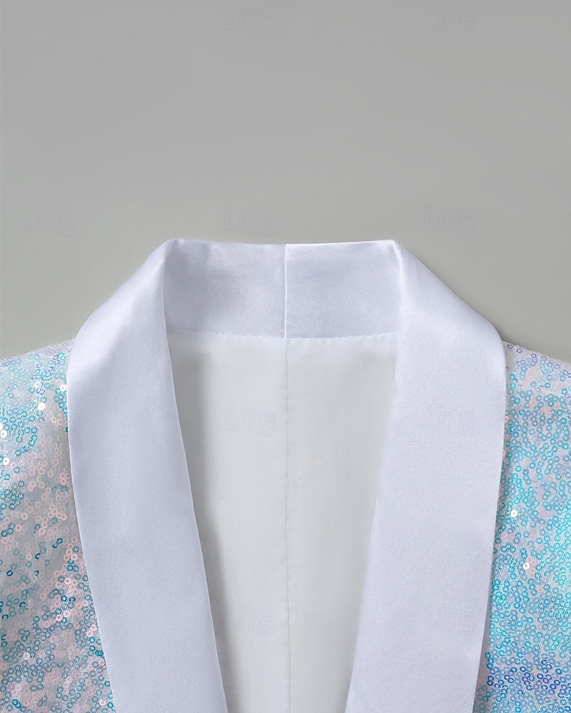 Herr Kavaj Företag Cocktailfest Bröllopsfest Mode Ledigt Vår Höst Polyester Slät Ficka Knappar Bekväm Enkelknäppt Blazer Vit 2026 - $60.99 –P4