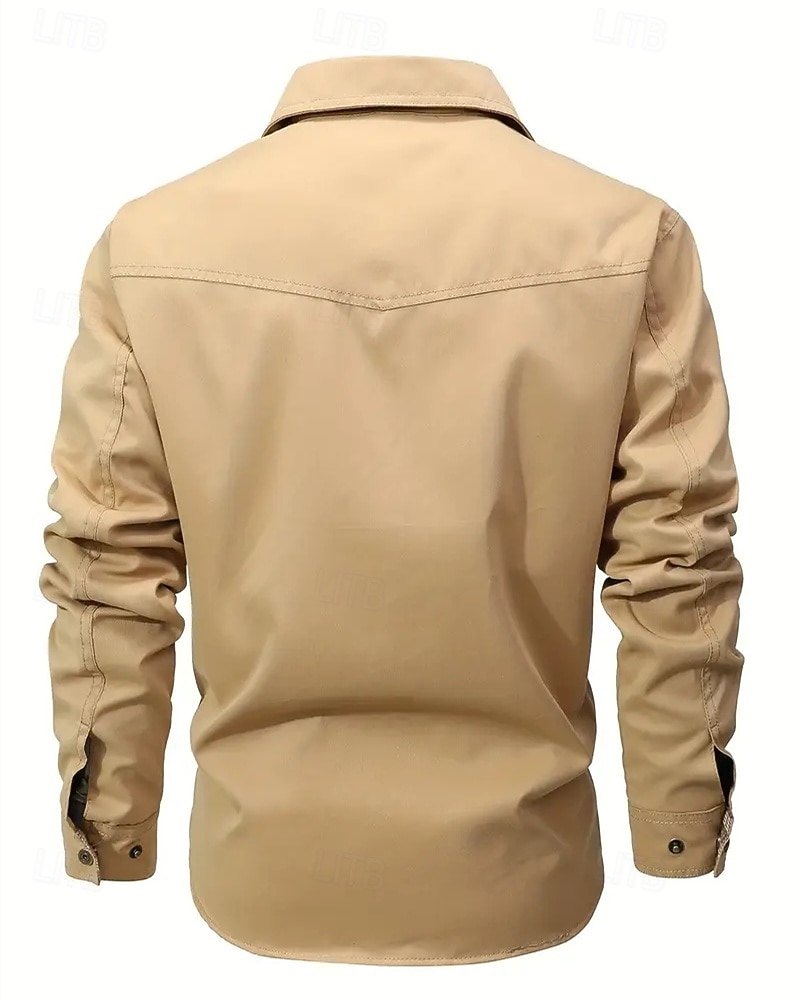 Herren Leichte Jacke Cargo-Jacke Freizeitjacke Urlaub Täglich Atmungsaktiv Tasche Herbst Winter Einfach Mode Klassisch Revers Regulär Schwarz Blau Khaki Jacken 2026 - $53.99 –P9
