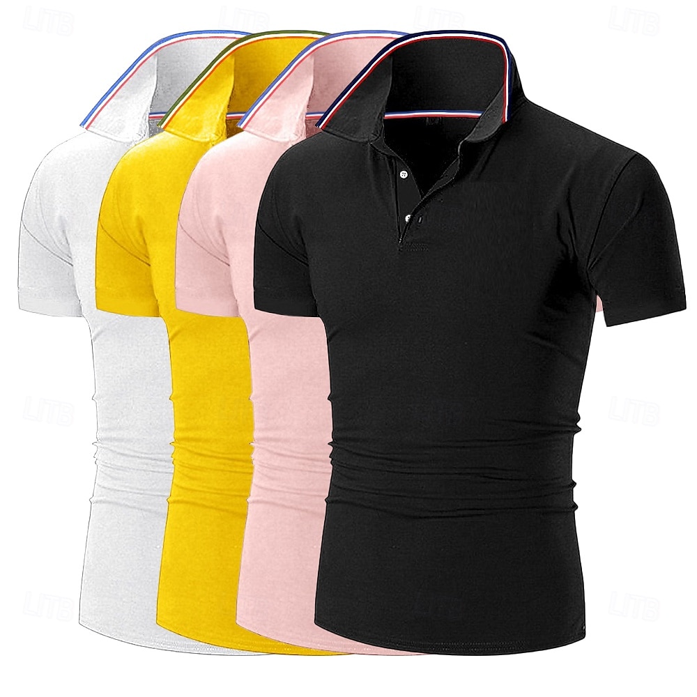 Pánské Golfová košile Polokošile Pique Obchod Ležérní Žebrovaný polo límec Krátký rukáv Módní Základní Pevná barva Knoflíky Vícebalení Léto Jaro & podzim Celý rok Slim 1# 2# 3# 4# 5# 6# Golfová košile 2025 - $41.99 –P9