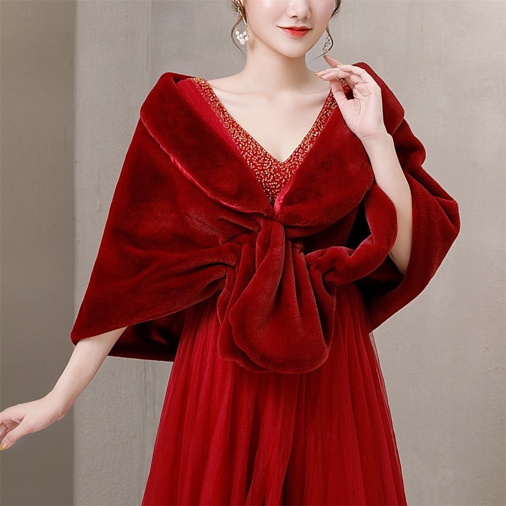 Kunstfell-Schal, Wickelstola, Shrug, Winter, Braut, Hochzeit, Schal, Wickeltuch, Abendparty, Cover-up für Frauen 2025 - $72.99 –P9