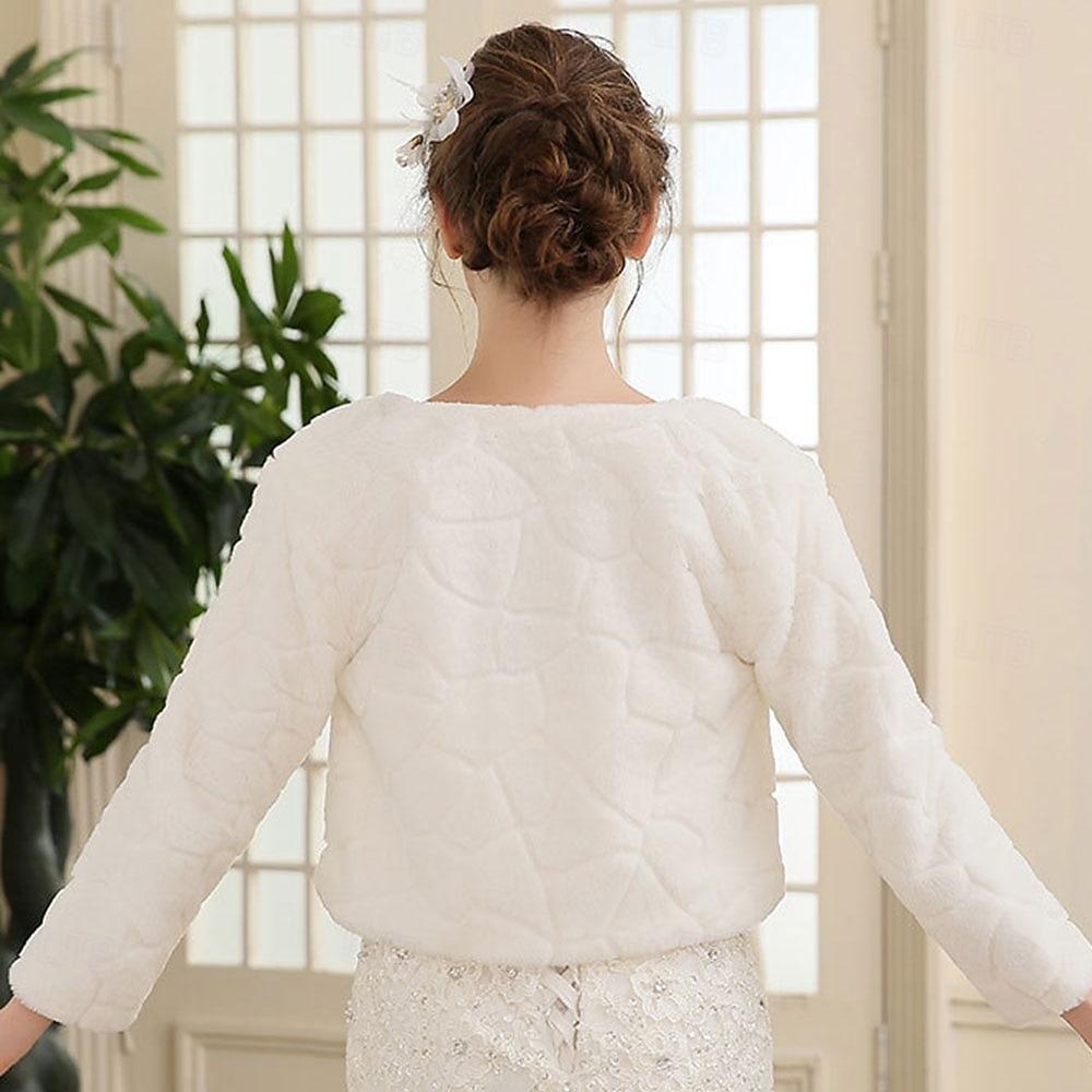 Sjalar till damer Elegant Håller värmen Långärmad Imitationspäls Brudsjalar Med Fjädrar / päls Till Bröllop Höst 2025 - $14.99 –P3