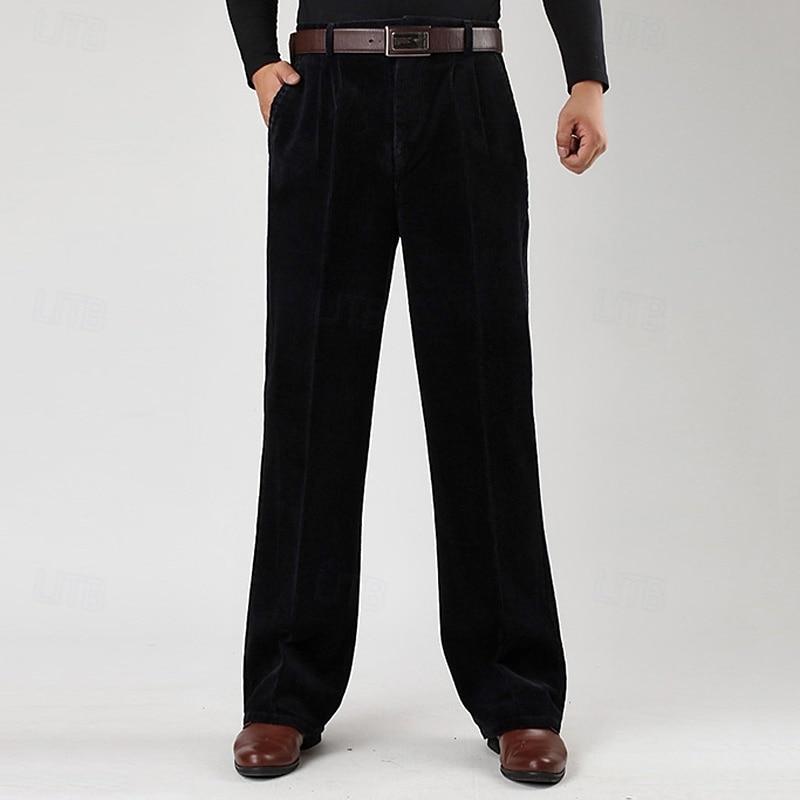 Herren Anzughose Cordhose Hose Chinos Tasche Knöpfe Einfach Komfort Formell Party Arbeit Mode Klassicher Stil Schwarz Marineblau Mikroelastisch 2025 - $41.99 –P12