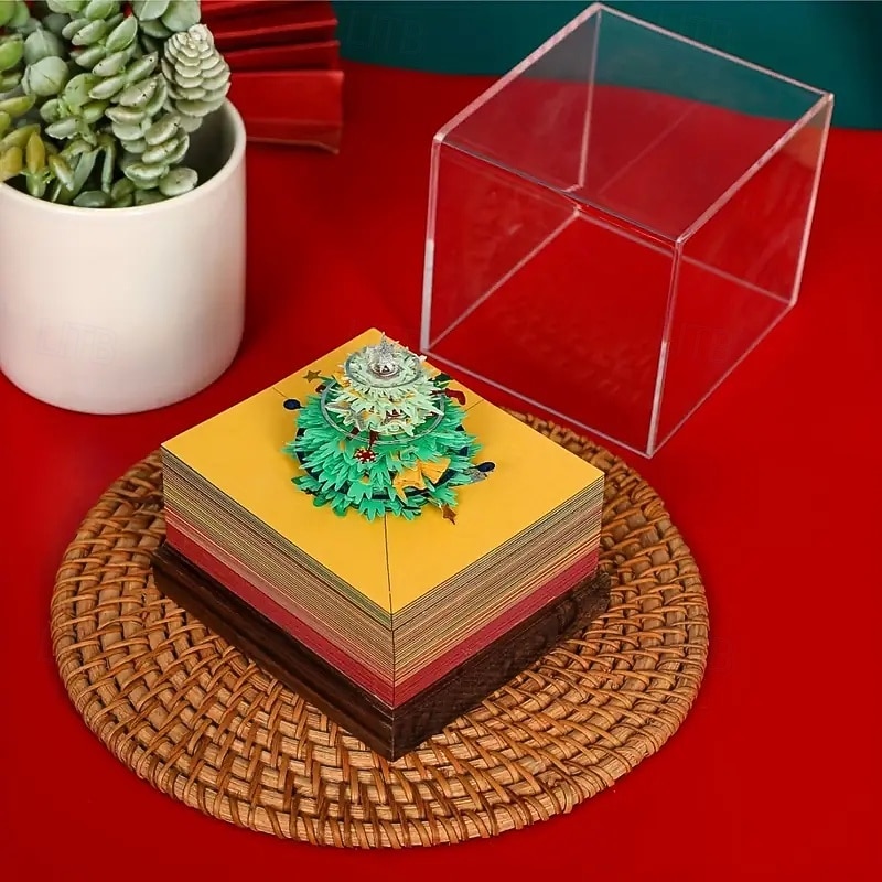 Blocco note 3D, calendario di Natale 2026, calendario 3D, calendario creativo da scrivania con luce, creativo, intaglio di carta da strappare, orologio, calendario per regali di Natale, regali di del 2025 a $91.99 –P5