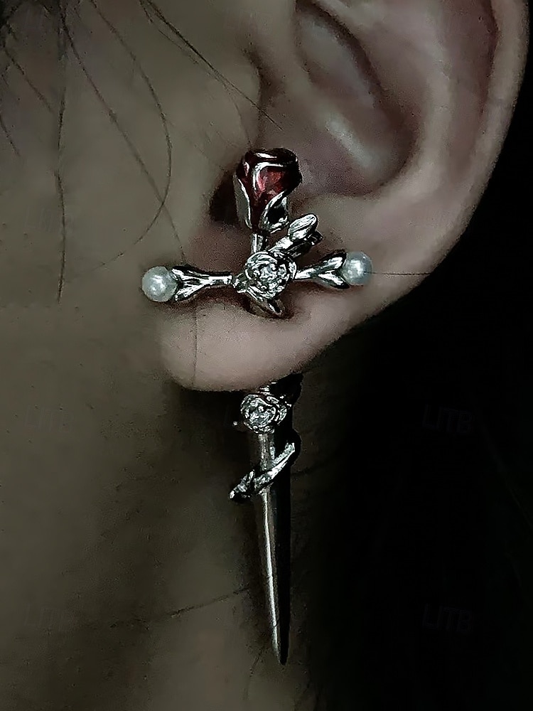 Γυναικεία Κρίκοι Ασημί Κόκκινο+Ασημί Κράμα Πανκ Βίντατζ Γκόθικ Cruce 2025 - $7.99 –P5