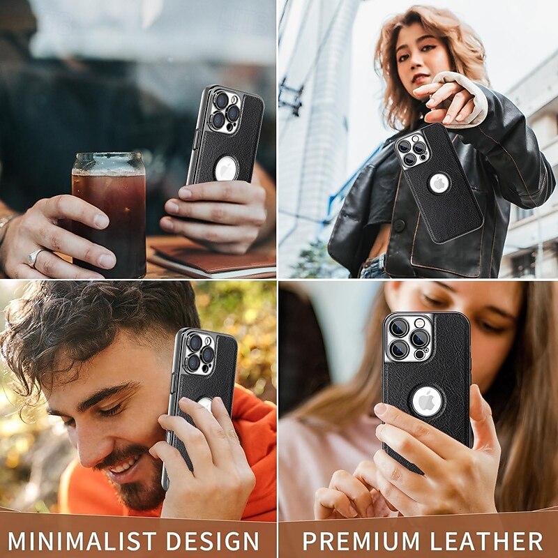 2025年 電話 ケース 用途 iPhone 16 15 14 Pro Max Plus 13 Pro Max バックカバー ワイヤレス充電をサポート 耐衝撃 レトロ風 TPU PUレザー コレクション – $13.99 –P6