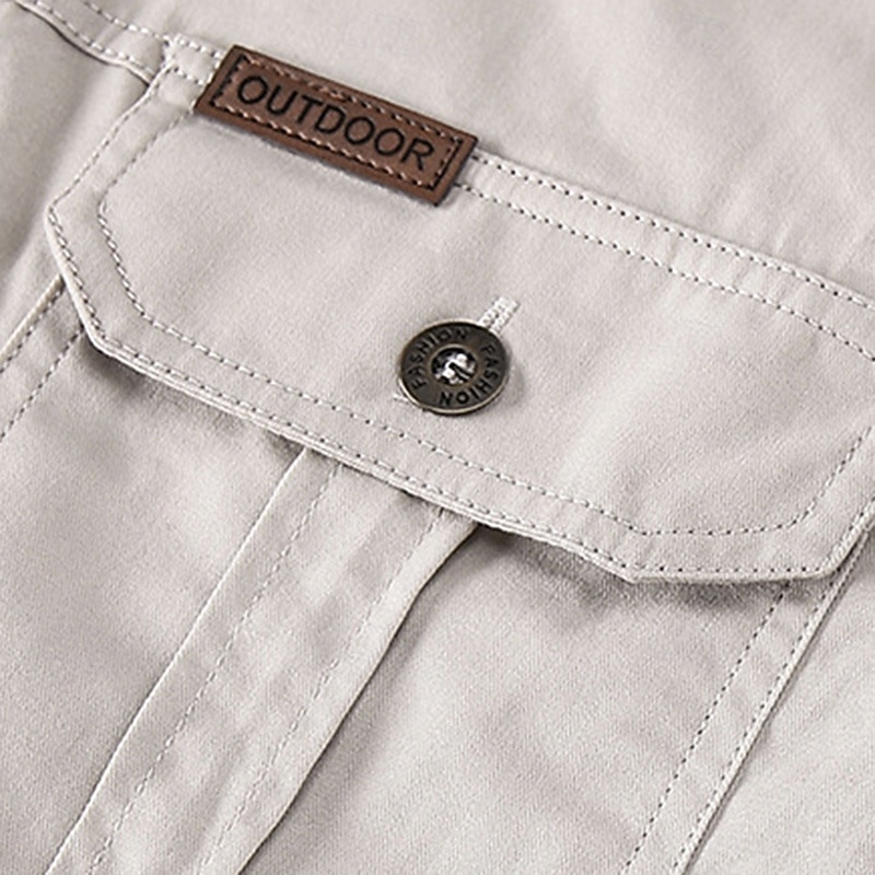 Муж. рубашка-карго Рубашка для туризма и прогулок Тактическая военная рубашка Длинный рукав Отложной Верхняя часть На открытом воздухе Дышащий Весна Осень Хлопок Черный Белый Военно-зеленный 2026 - $31.99 –P11