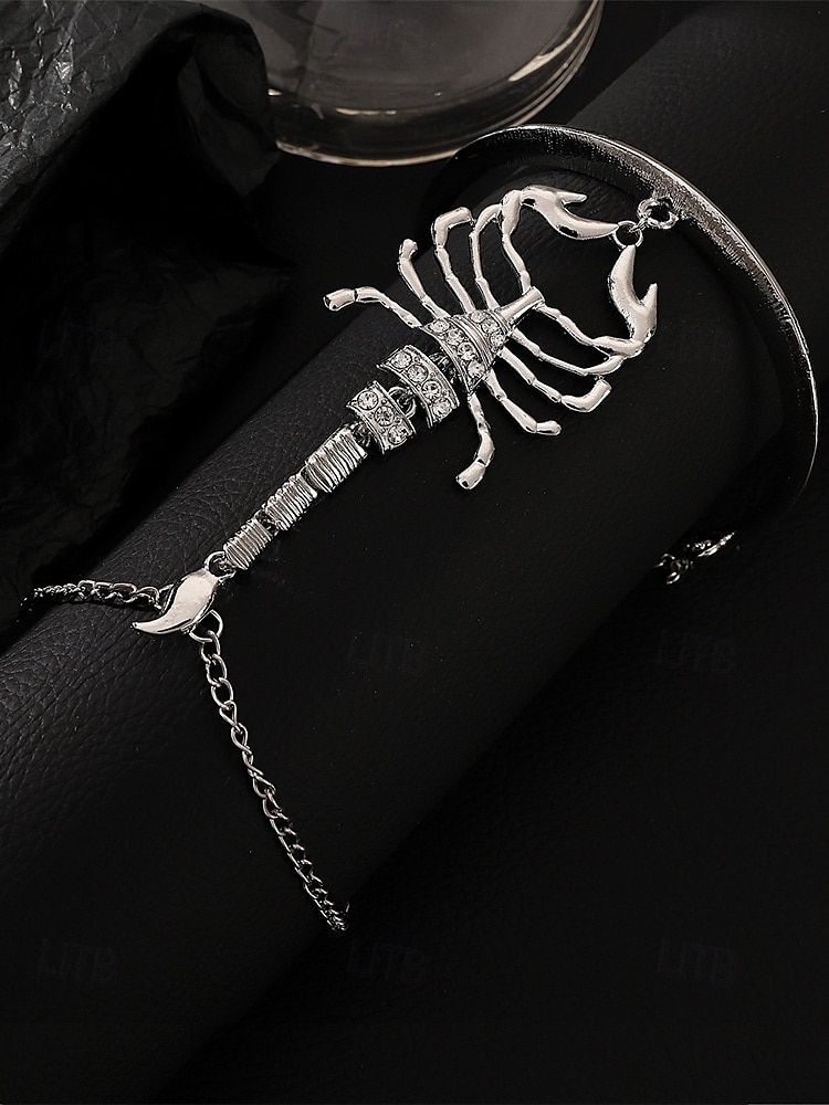 Halloween-armband met schorpioenvormige strasssteentjes voor dames, stoere punkstijl, perfect voor feestoutfits en gewaagde kostuums 2025 - $9.99 –P15