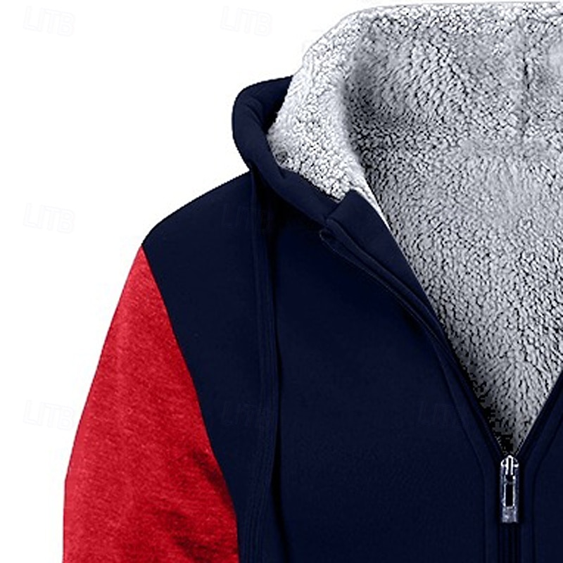 Per uomo Felpa con cappuccio Felpa con cappuccio a zip intera Felpa con cappuccio in pile Felpa con cappuccio foderata in pile Nero Rosso Borgogna Blu marino Grigio chiaro Con Cappuccio Semplice del 2025 a $37.99 –P8